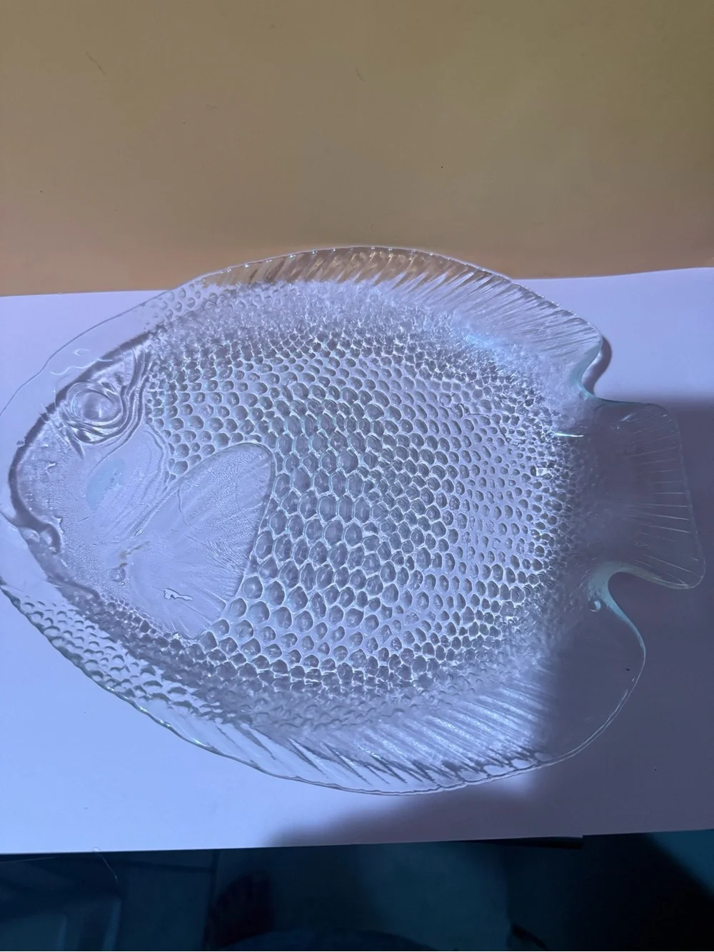 Set of 4 Vintage Alcoloc Glass Fish Snack Plates France 8”x 6